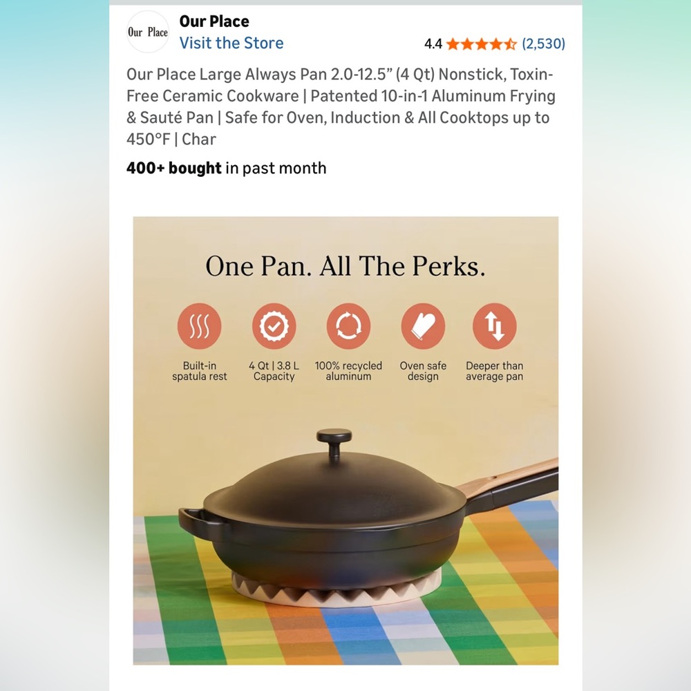 Our Place large always pan in charcoal 12.5” (4qt)